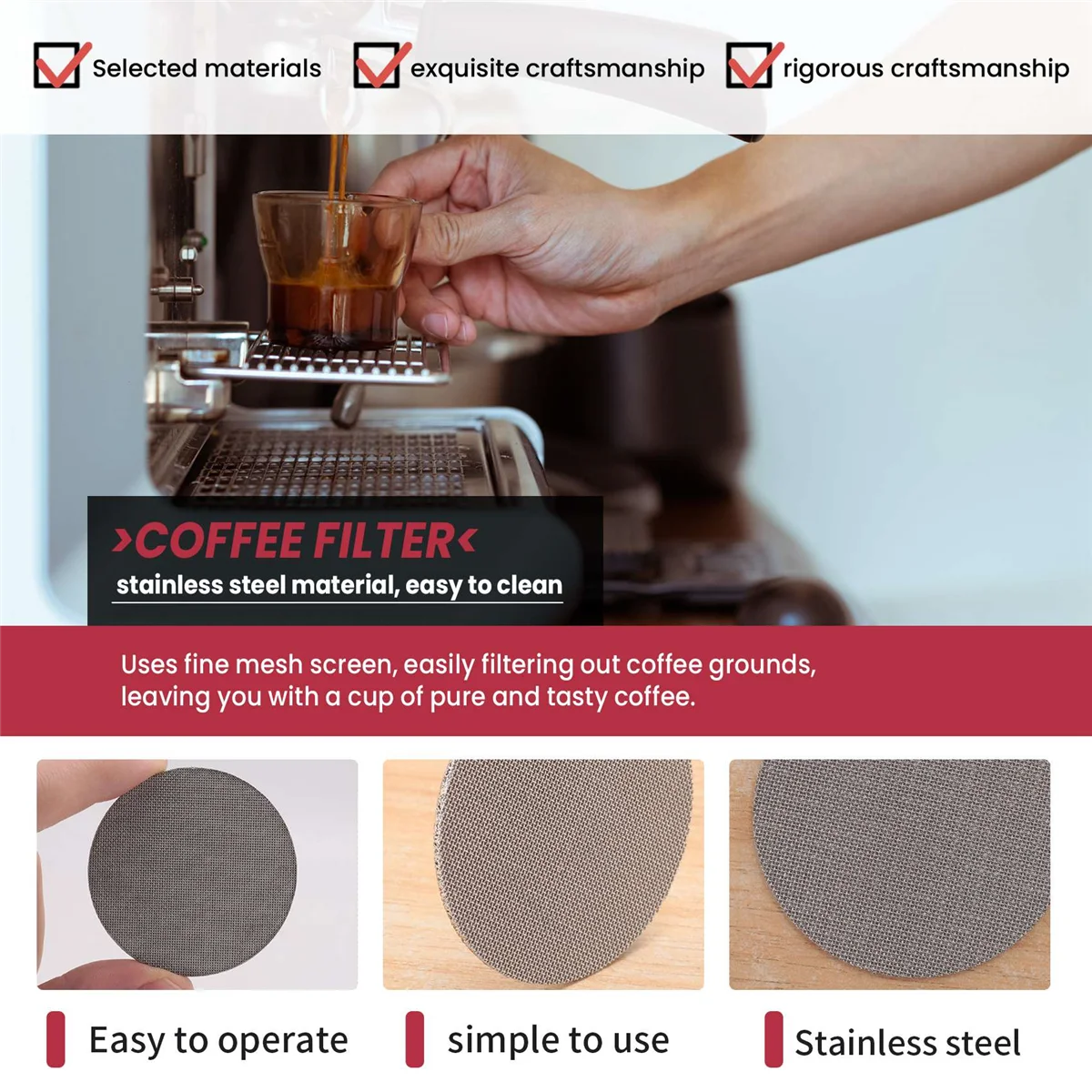 ตาข่ายกรองกาแฟหน้าจอลูกยางกาแฟนำกลับมาใช้ได้แข็งแรงทนทานสำหรับเครื่องชงกาแฟ Aeropress 54มม.