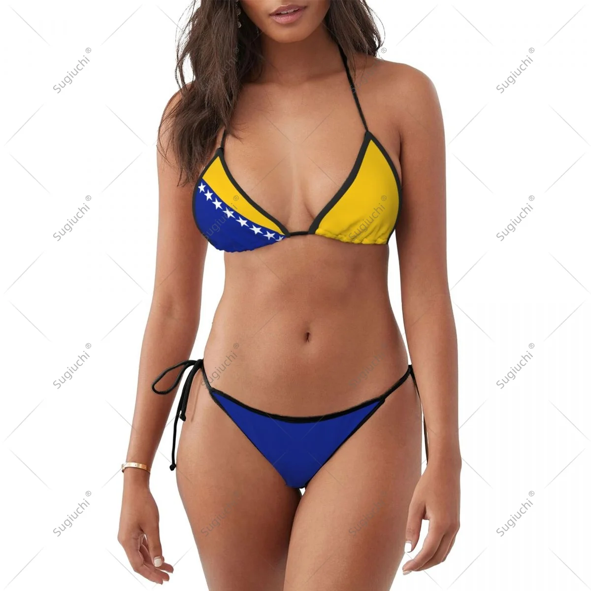Frauen Mädchen Bikini Bosnien und Herzegowina Flagge Badeanzug Sets Dreiteilige Strandbekleidung Schwimmen Baden Strandparty Anzüge Sexy Mujer