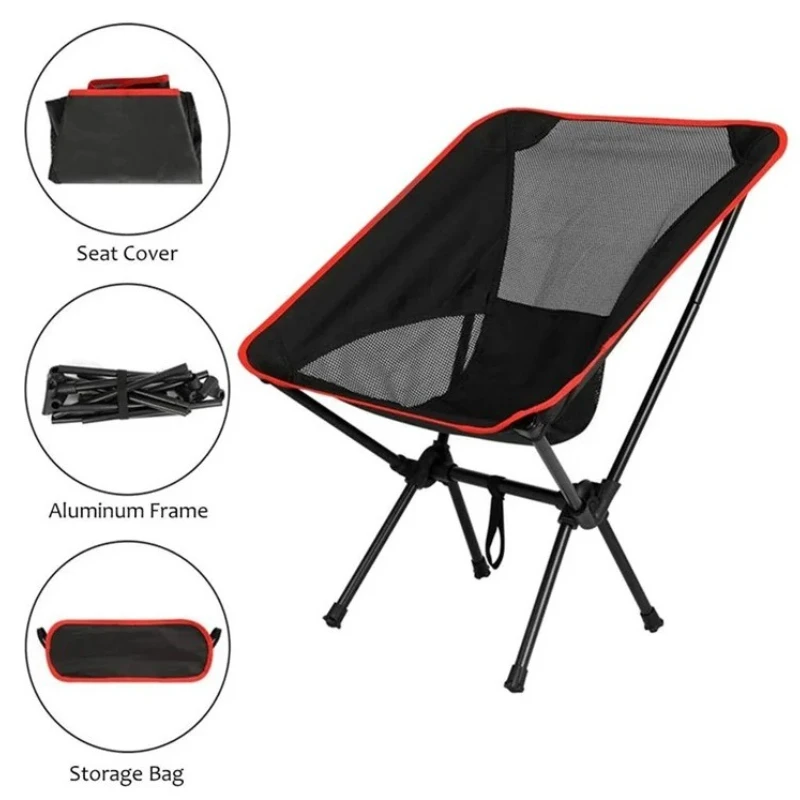 

Portable Folding Chair for Outdoor Camping, Aluminum Alloy Lightweight 110KG Capacity Backrest Fishing & Sketching Stool