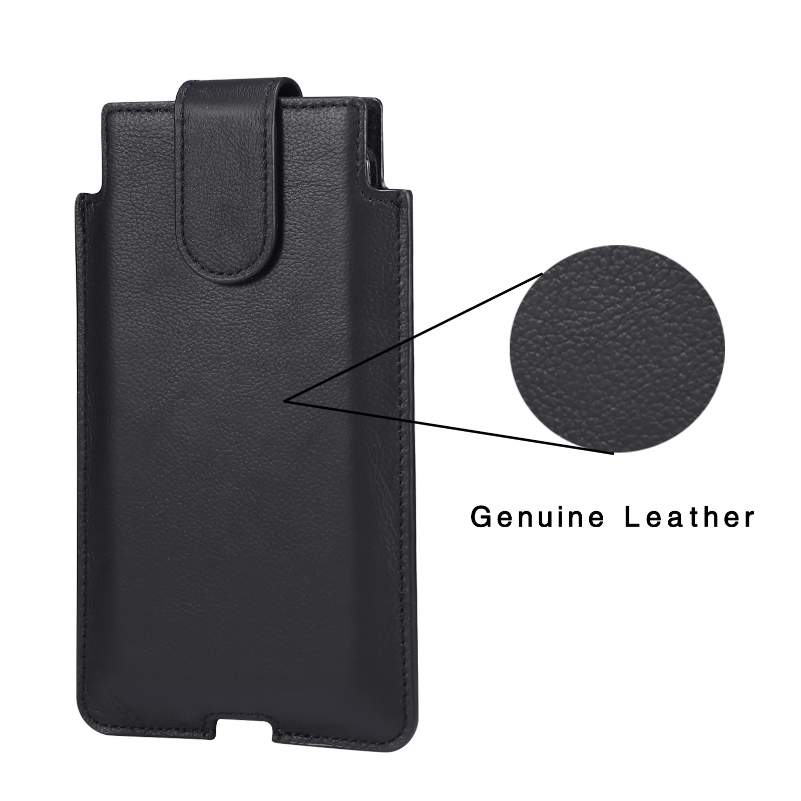High Quality Leather Men Phone Holster Case for iPhone 14 13 12 Pro For Samsung LG huawei 5.4-7 inch Cellphone Belt Waist Bag image 2