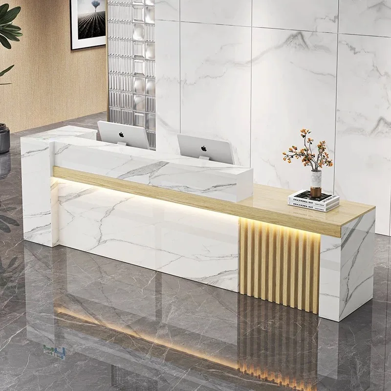 

Corner curved front desk beauty salon simple modern reception desks company hotel empfang theke kosmetik office furniture