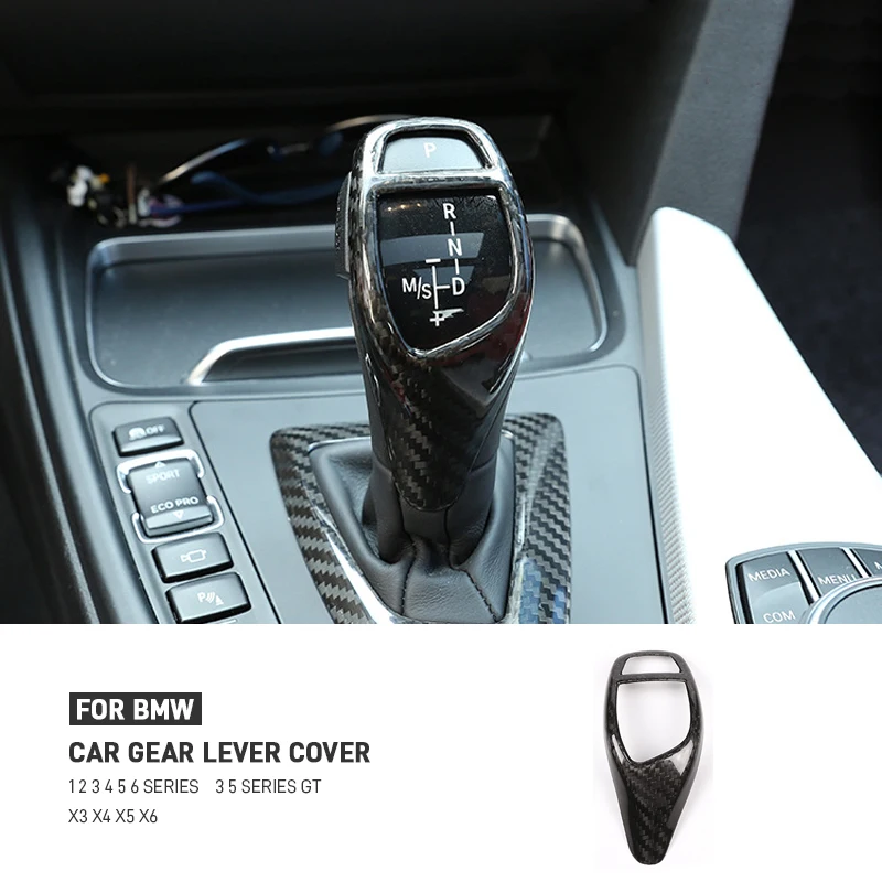

Автомобильная наклейка на ручку переключения передач из настоящего углеродного волокна для BMW 1 2 3 4 5 6 серии X3 X4 X5 X6 F30 F32 F25 F26 F15 F16 F07 F01
