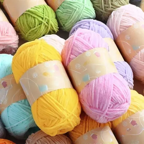 Pear Lustre Chenille Yarn 148Meters/Skein 2mm Thin Pleuche Wool Rope for Hand Crochet Dolls Shoes Materials - Image 4