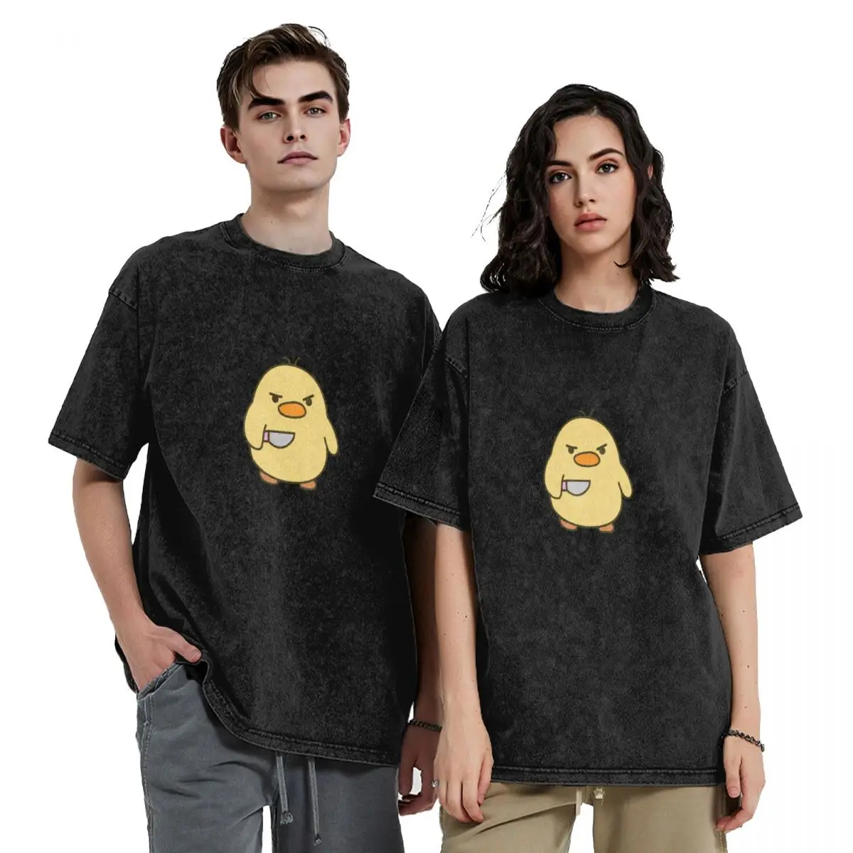 

angry duck with knife T-Shirt anime clothes Luxury man anime stuff graphic t shirt vintage t shirt men 100℅ cotton