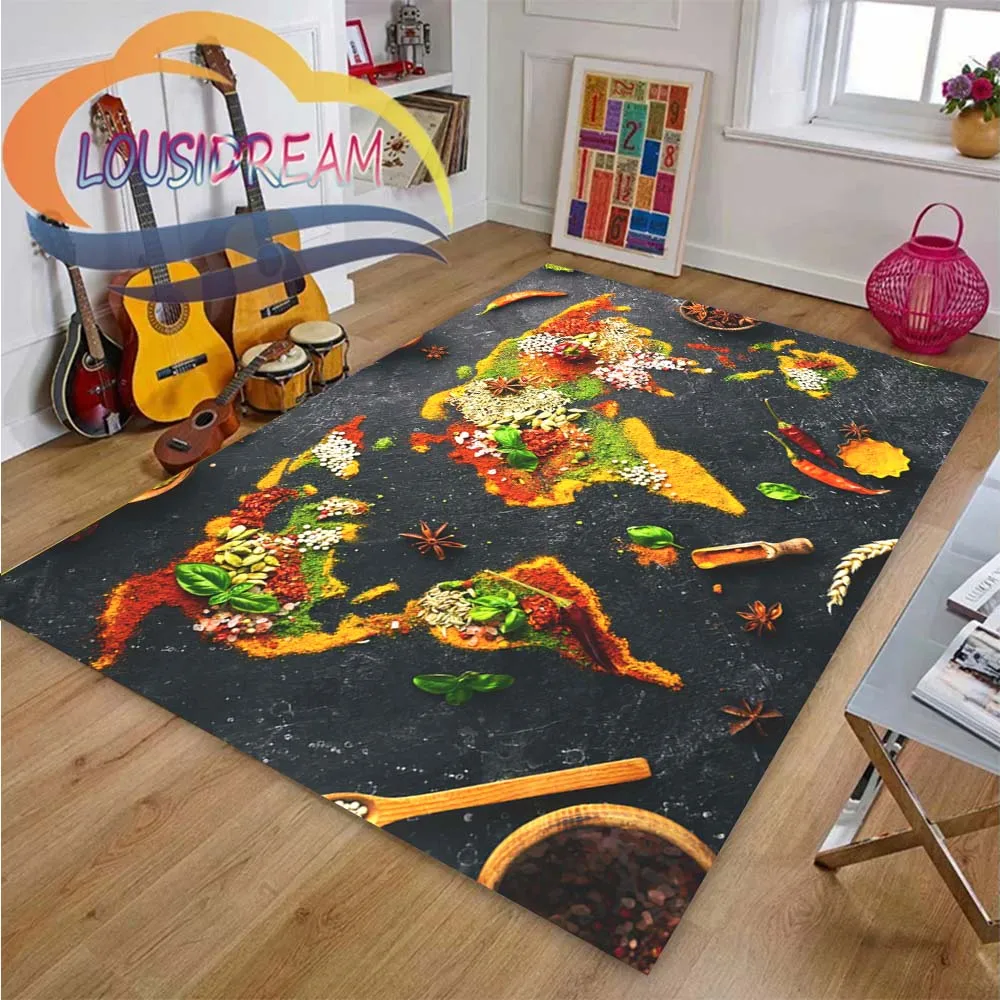 

Choice Floor Art Herbs And Spices Rugs Kitchen Vegetables Fruits Spices Food and Kitchen Carpet Rug for Home Decoration Mat Gift