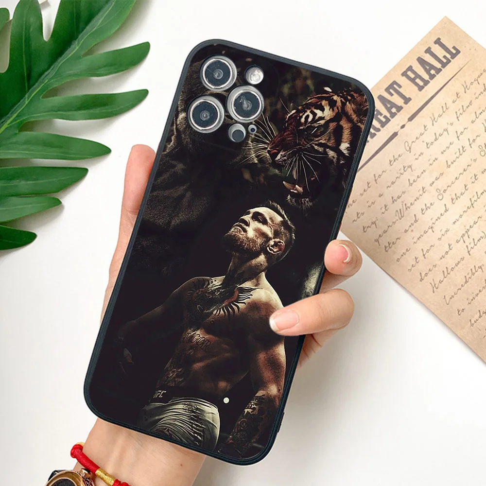 For iphone 15 8 7 14 Plus 13 12 11 Mini Pro SE XS Max X XR 6s Conor Mcgregor Frosted Translucent King Cover Black Phone Case