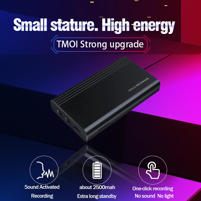 

TMOI-D900 Mini Voice Activated Recorder 2500mAh Espionage Dictaphone Digital Recording Device Listening Audio Micro Recorder