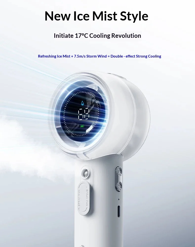 Airmate FREE1ULTRA Handheld Small Fan Brushless DC Motor 8600Rpm Higher Speed Handheld Fan Spray Blowing Dual Mode Low Noise