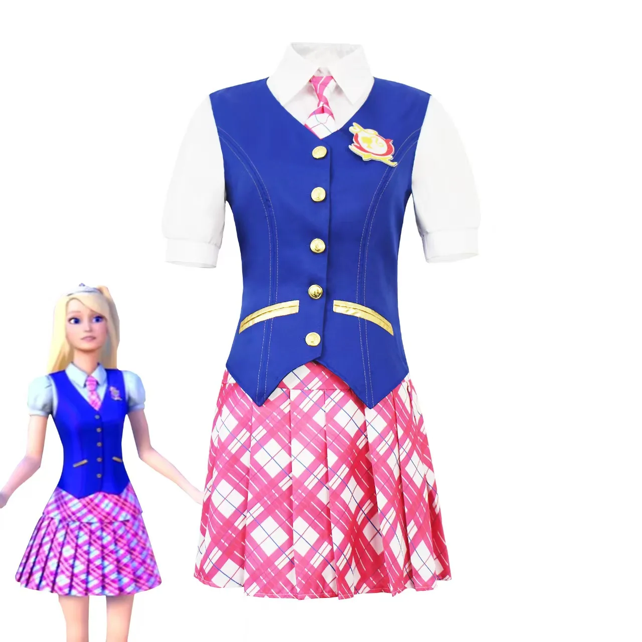 Anime Movie Princess Academy Cosplay Outfit Delancy Slim Dress Uniform Necktie Brooch Mini Skirt Costume Halloween Party Clothes view 2
