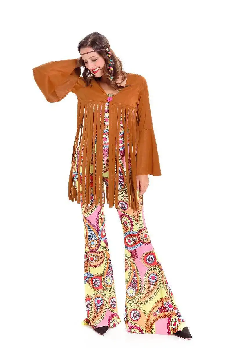 Volwassen Vrouwen Retro Jaren 70 Hippie Disco Kostuums Halloween Carnaval Hippie Disco Retro Muziek Fantasy Feest Verkleedkleding