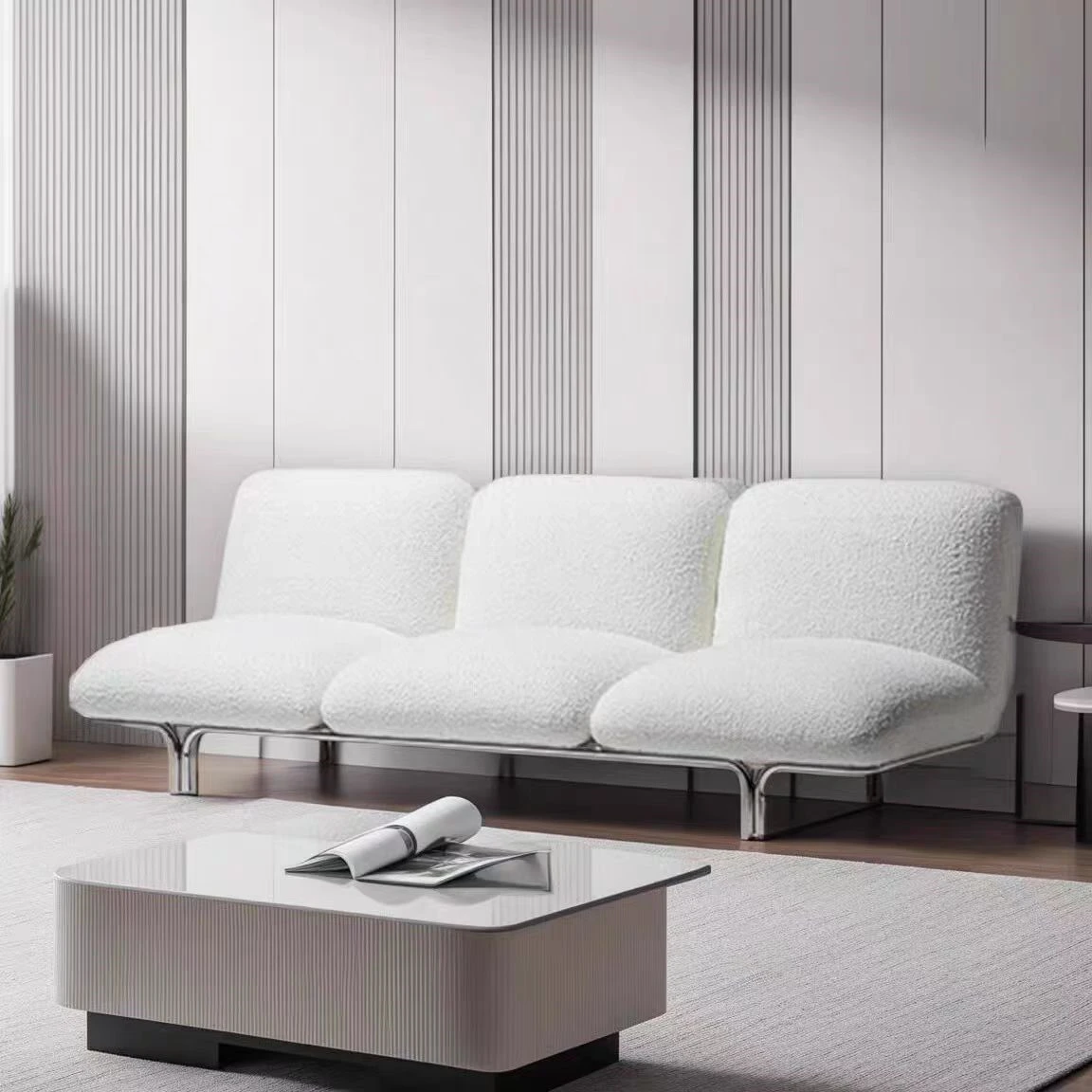 

@#Nordic Retro Style Bauhaus Metal Sofa Set Simple Modern Design for Small Apartment Hotel Fabric Sponge Creative Living Room