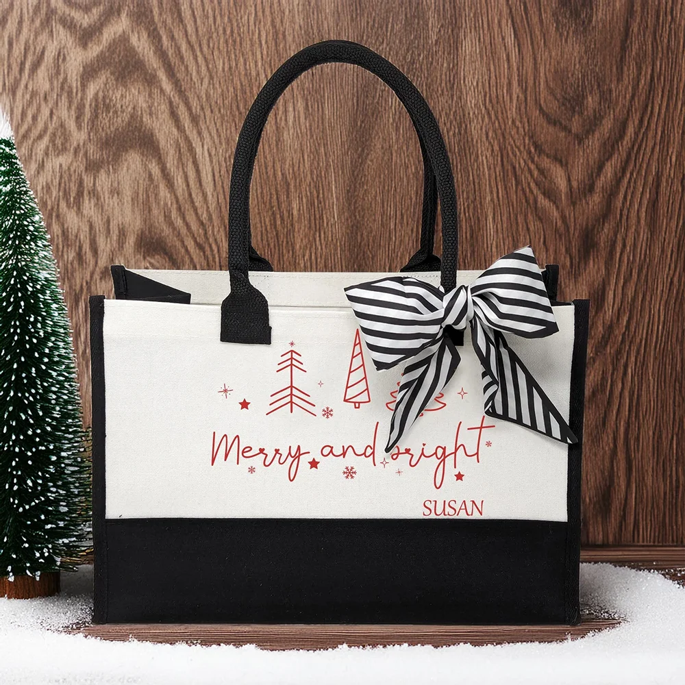 

Personalized Christmas Gift Bag Xmas Canvas Tote Bag Santa Sack Gift Merry Xmas Eve Holiday Party Decoration Supplies Presents