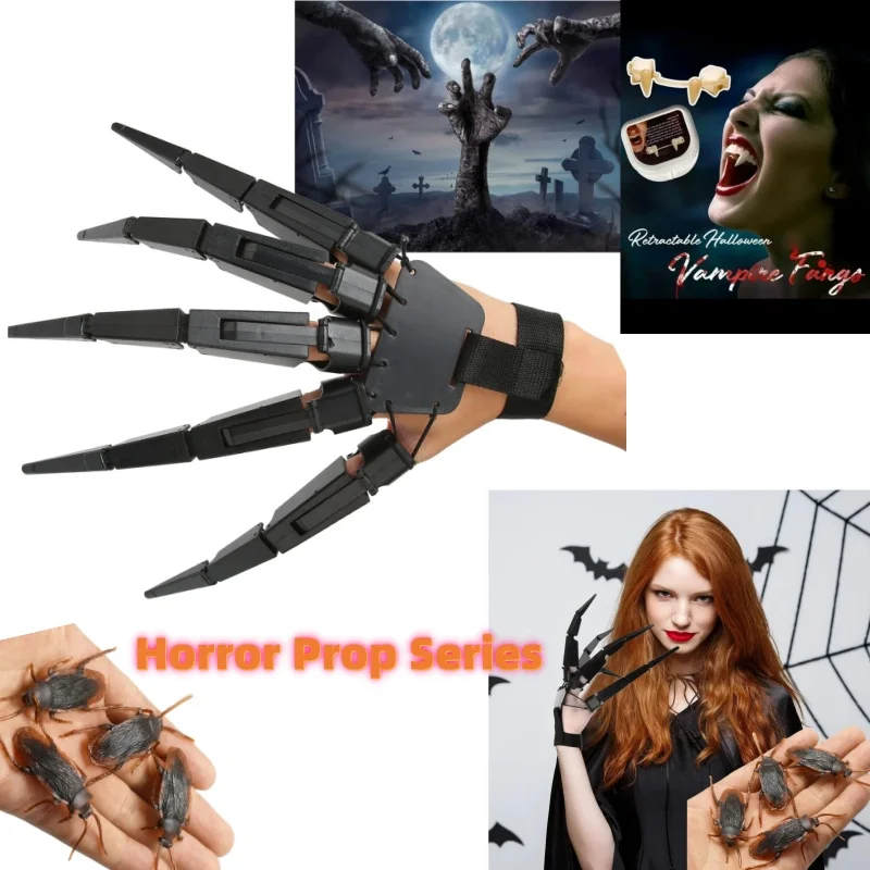 

Halloween 3D Ghost Claw Articulated Fingers Scarry Fake Fingers Skeleton Hands Props Cosplay Vampire Toothed Cockroach Horror