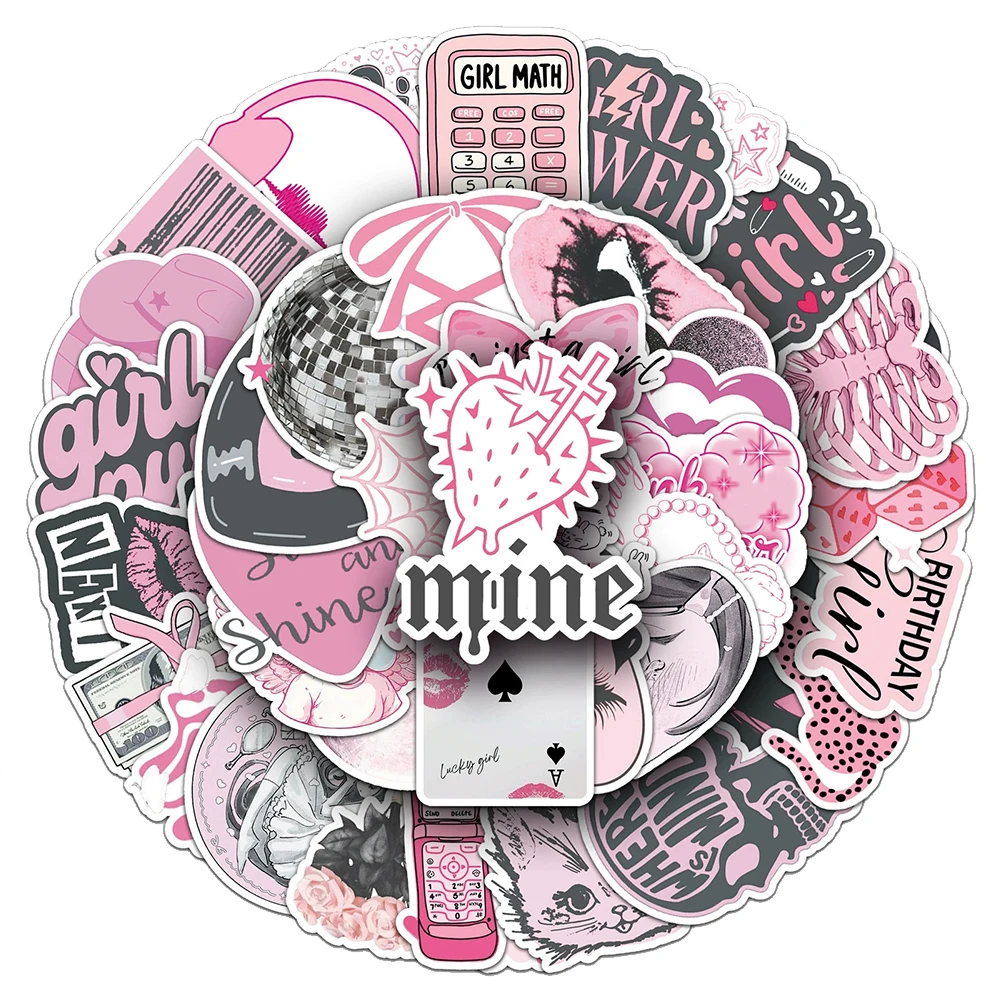 10/30/50 szt. Naklejki w stylu Ins, urocze, słodkie, różowe, dziewczęce, estetyczne, kreskówkowe naklejki do samodzielnego tworzenia albumów, na bagaż, telefon, graffiti, dekoracje.