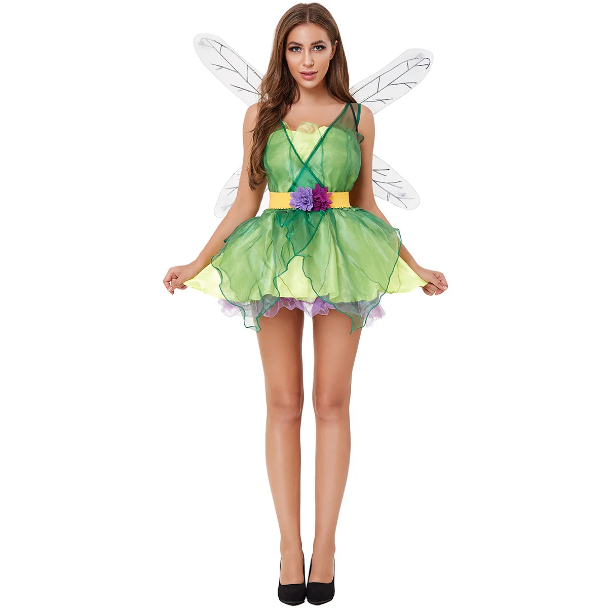 

Cosplay Flower Fairy Dress for Women Elf Wing Halloween Costumes Sexy Short Skirt Cos Angel Clothing Performance Makeup Party