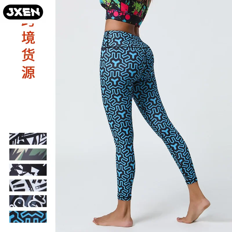 New Digital Print Yoga Pants Women's High Waist Nude Feel Brushed Leggings Fitness Sports Tights Licras Deportiva De Mujer