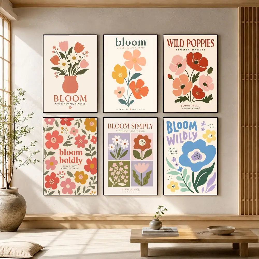 Cheerful Floral Typography Poster Wall Decor Self-Adhesive Aesthetic Modern Vibe Stylish Gift Friends