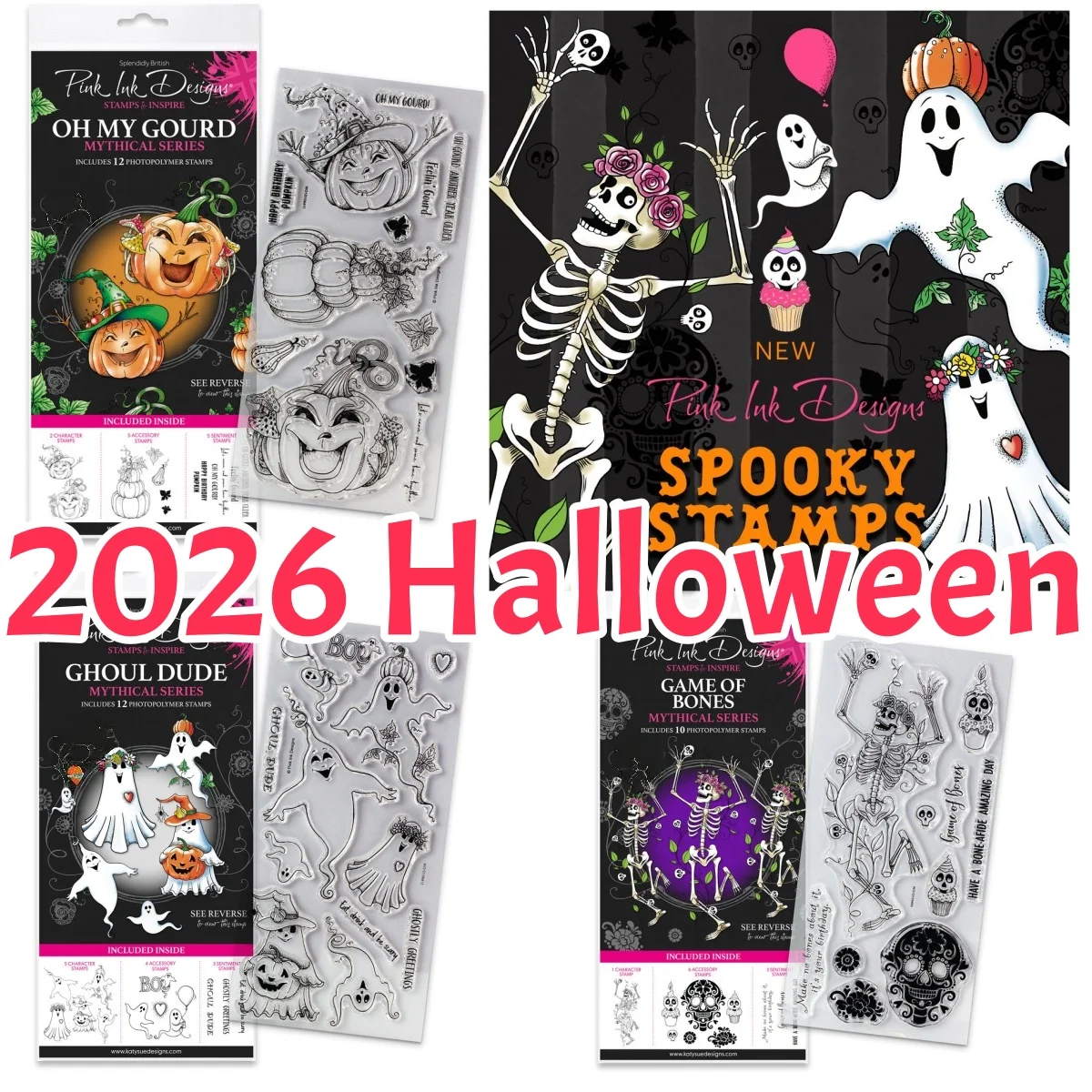 2026 Halloween Ghoul Dude Bones Pumpkin Clear Stamps for DIY Making Card Scrapbook Embossed Craft Supplies Template Decoration