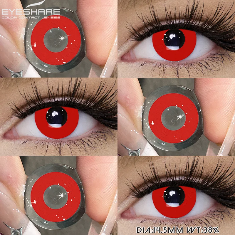 EYESHARE 1 Paar Halloween-Cosplay-Kontaktlinsen, rote Anime-Linsen, weiße Kontaktlinsen, schwarze Linsen, verrückte Augenlinsen, für die jährliche Anwendung – Detail 26