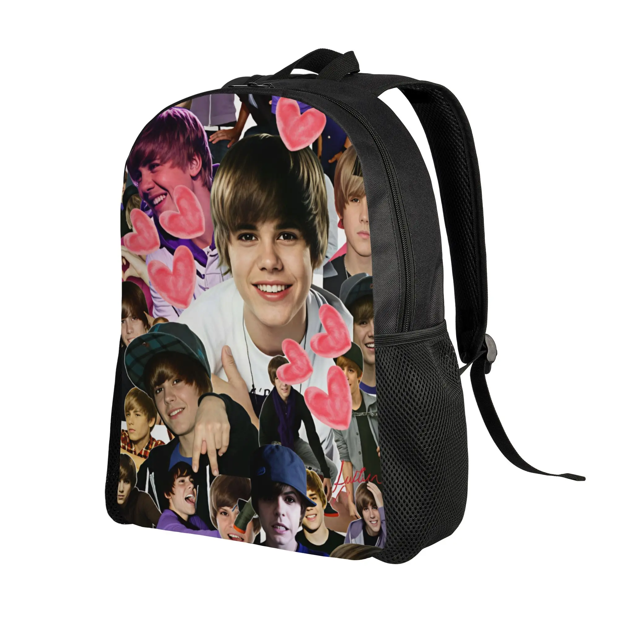 Justin Bieber Young Heart Collage Backpack  Workout Backpacks Boy Girl Kawaii School Bags Colorful Breathable Rucksack