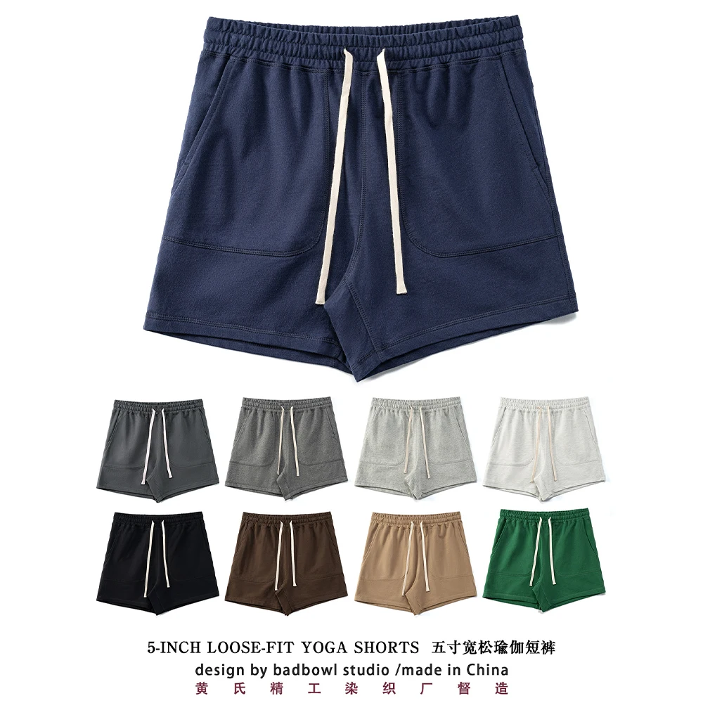 

Большие свободные хлопковые шорты, мужские повседневные короткие широкие брюки, повседневные хлопковые брюки в студенческом стиле, простые и универсальные