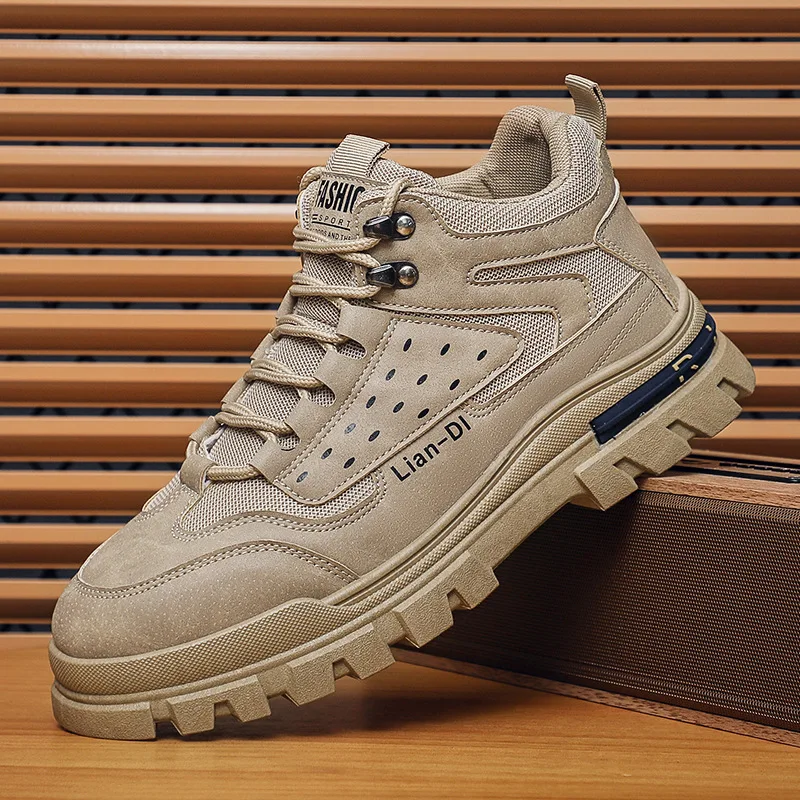 

2025 Men's shoes and boots: Fashionable men's casual shoes, British style high-top outdoor workwear shoes