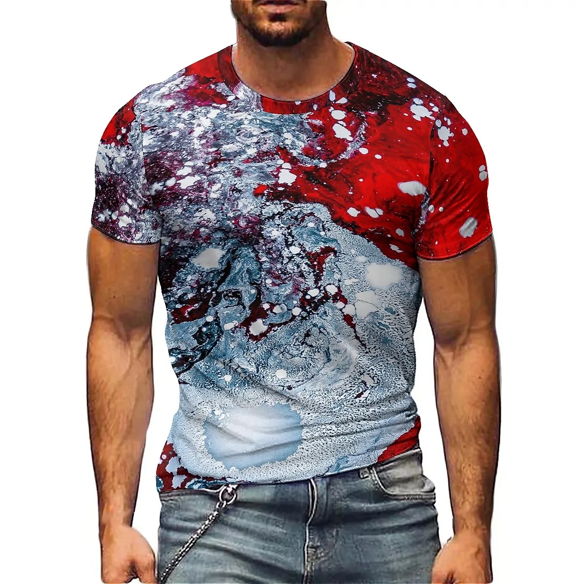 

Summer fun pattern men's 3D printed short-sleeved T-shirts, soft and comfortable fabric