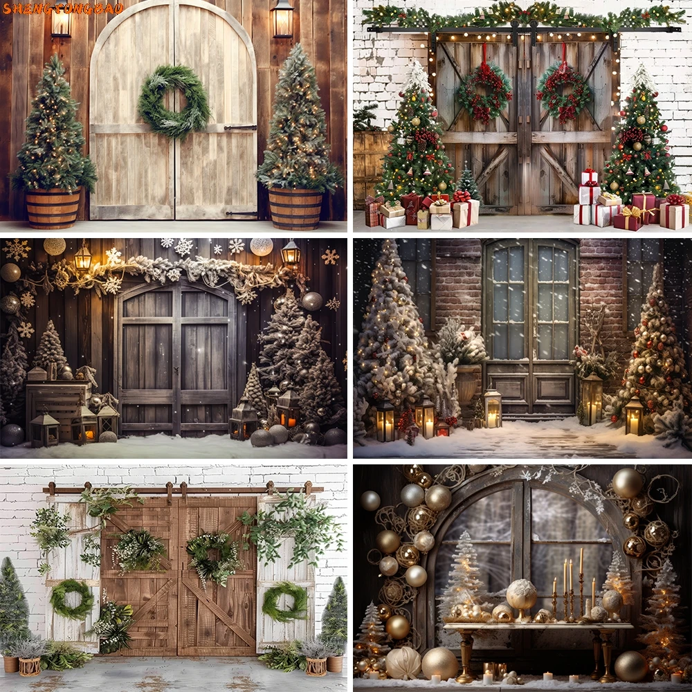 

Christmas Photography Backdrops Xmas Tree Gifts Candlestick Family Party Decor Background Photobooth for Photo Studio