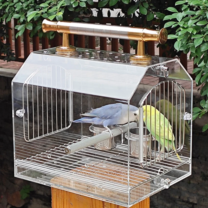 Acrylic Outdoors Bird Cages Carrier Southe Park Decoration Transparent Bird Cages Luxury Canary Jaula Pajaro Supplies WZ50BC