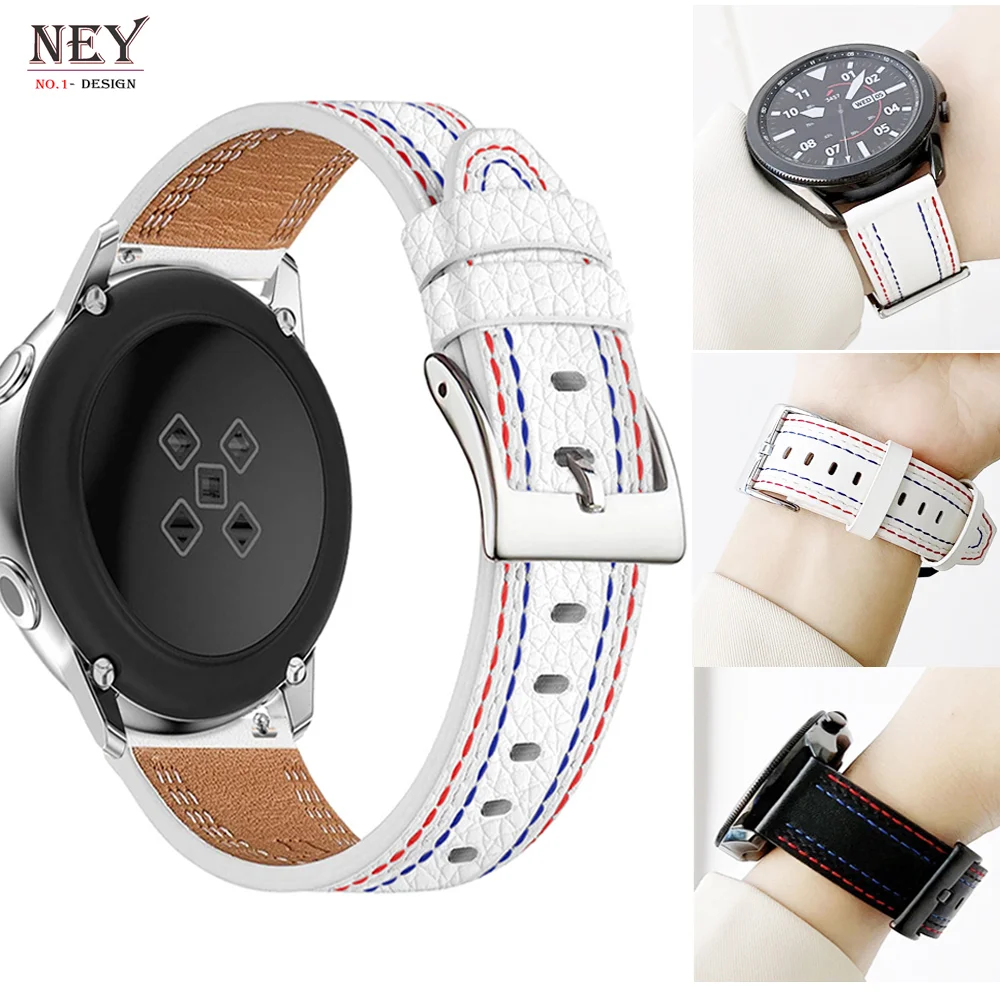 22mm/20mm band For Samsung Galaxy 6/5/pro/3/4/Classic/Active 2 40mm 44mm Genuine Leather watch bracelet Huawei GT 2-3 pro strap