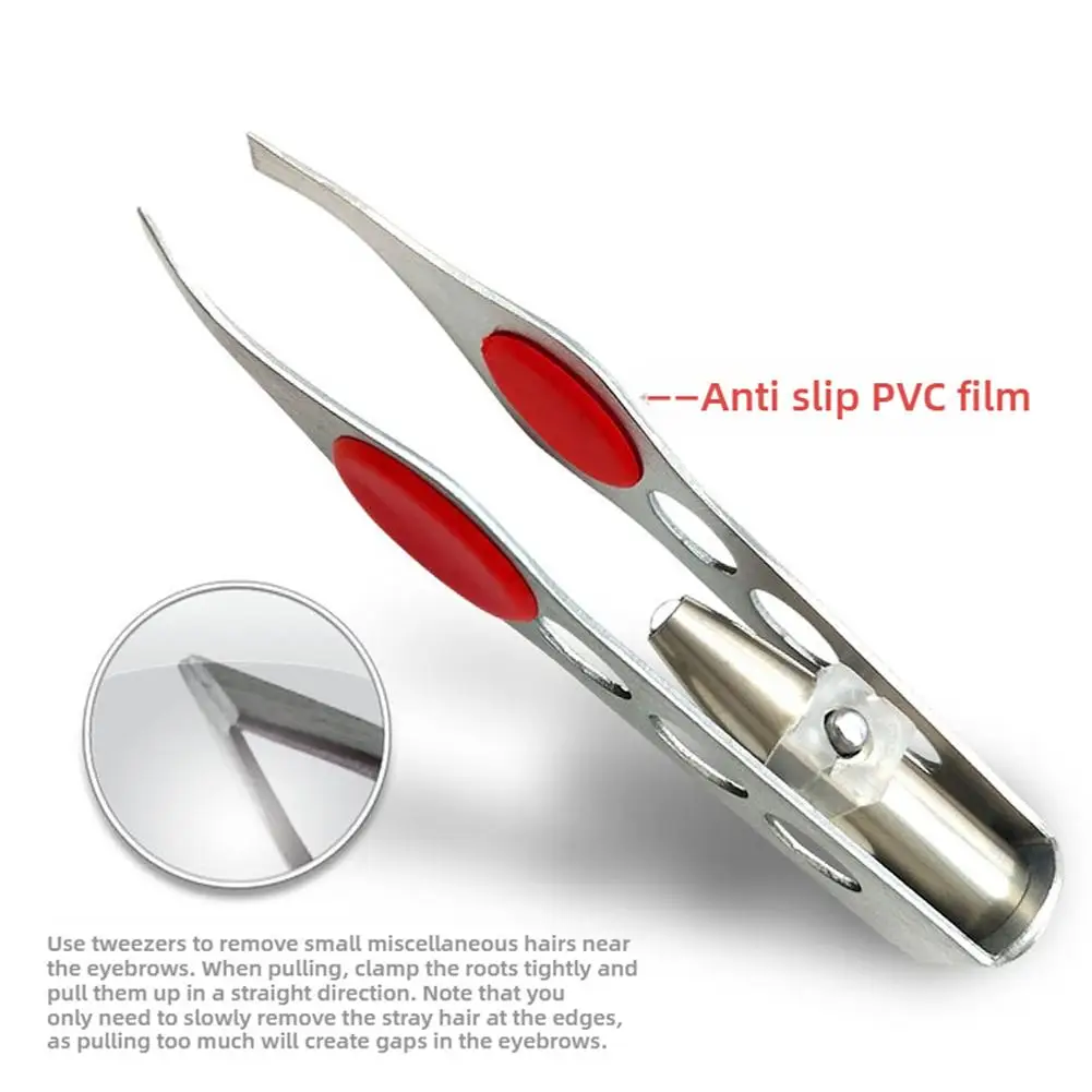 1Pc LED Eyebrow Tweezer Oblique Tip Stainless Steel Removal False Tool Eyelash Prune Clip Clamp Makeup Eye Trimming Hair Ey D3K1