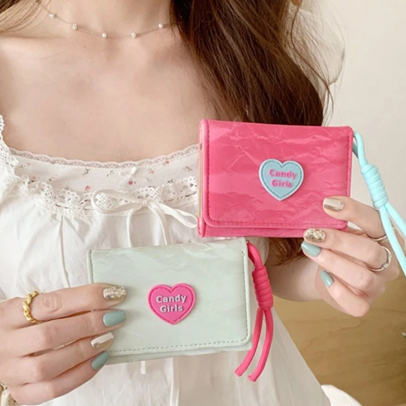 

Q5WE Fashion Miniature Wallet In Vibrant Colors Y2K Inspired Design Multiple Card Slots And Display Aesthetic Wallet Gift