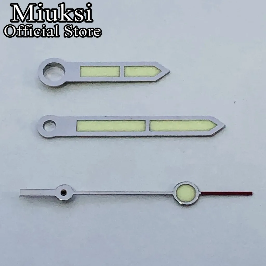 Miuksi silver watch hands green luminous hands fit NH35 NH36 Miyota 8215 DG2813 3804 ETA2824 PT5000 movement