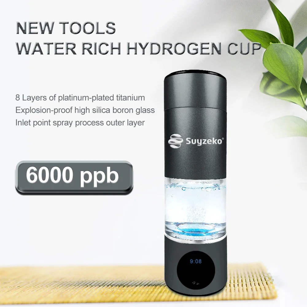 Suyzeko New Technology Glass Water Ionizer SPE Ionic Membrane High Hydrogen Water Bottle Generator