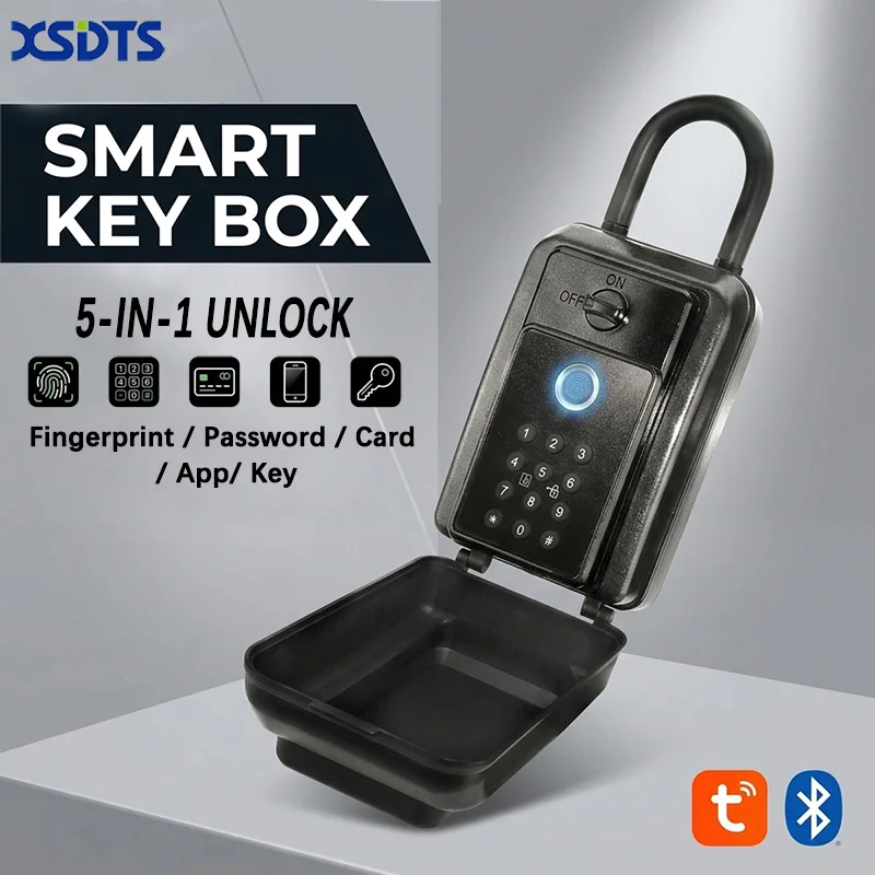 xsdts-waterproof-key-safe-box-smart-fingerprint-storage-secret-key-safety-box-tuya-app-bluetooth-hub-unlock-padlock