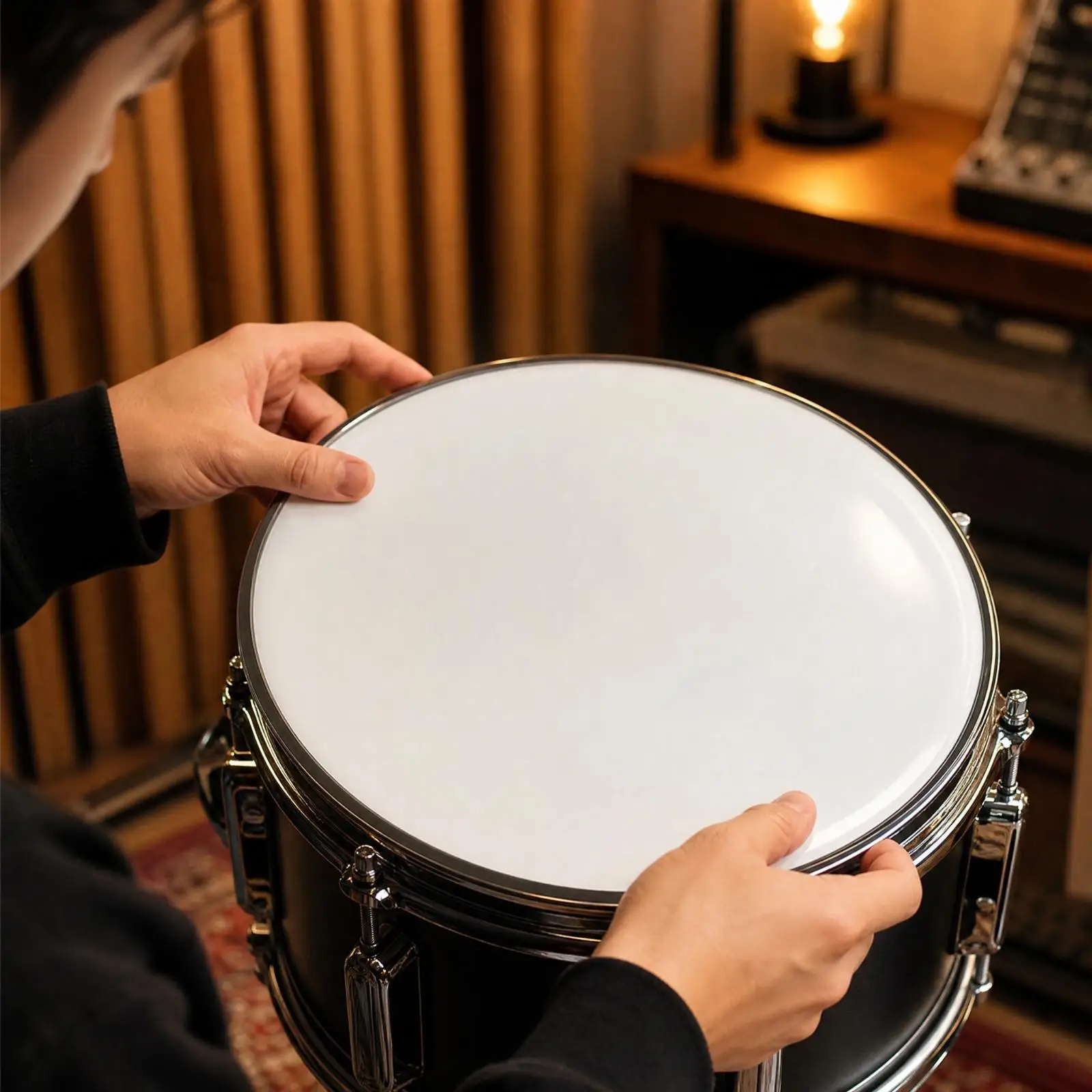 Drum Skin for Percussion Kit Snare Bass Jazz Double Layer Frosted White Drumhead with Aluminum Ring for Rehearsal Studio Use