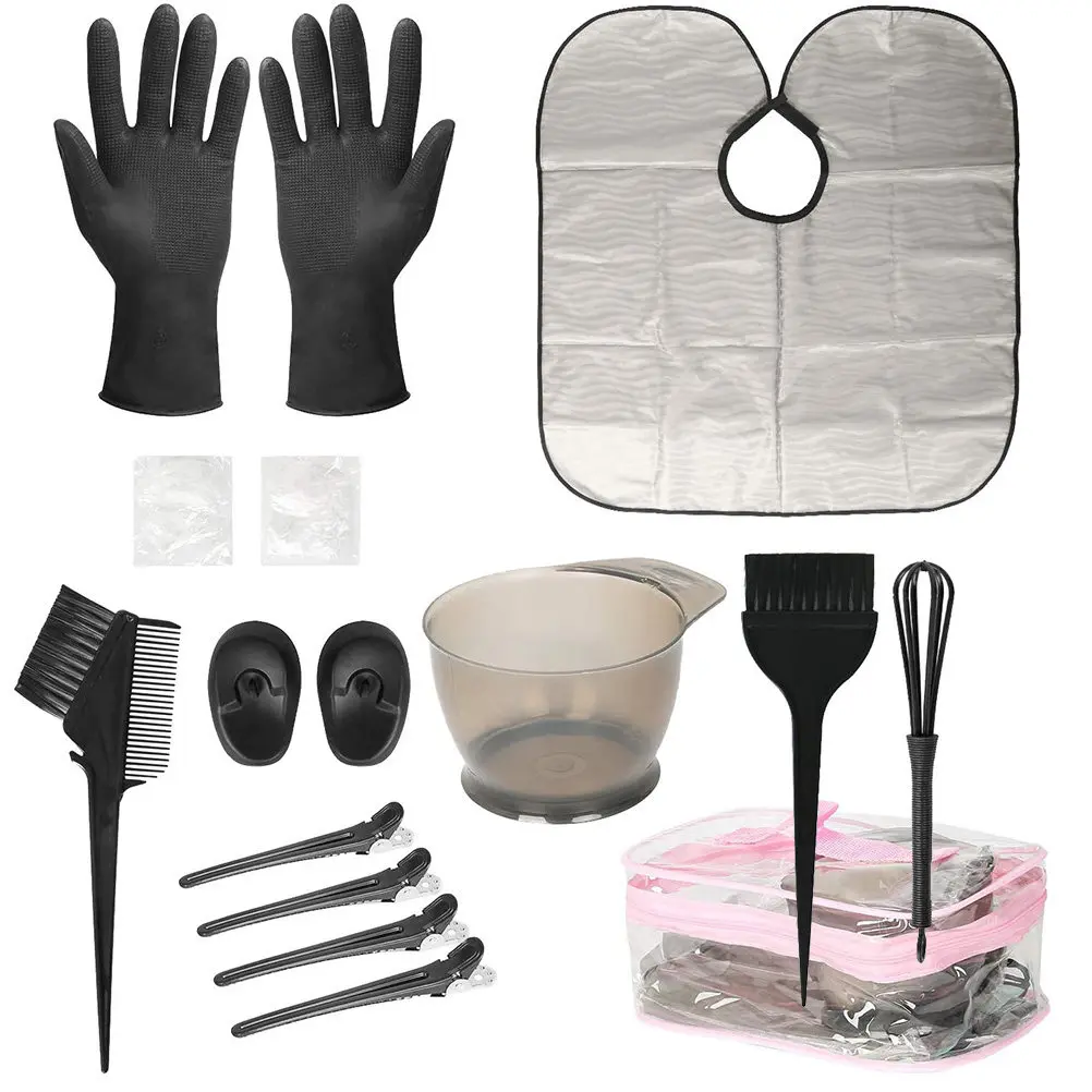 

1Set Hair Dyeing Tools Set Hair Coloring Accessories for Salon Home Use DIY Dye Brush Bowl Gloves Cape Dye Brush and Bowl Set