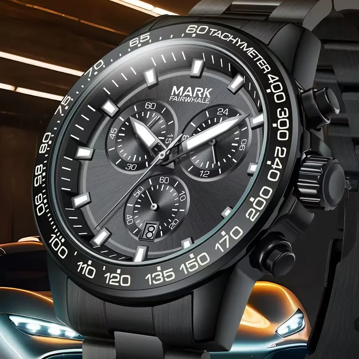 

Mark Fairwhale 5016 Men's Quartz Watch Waterproof Luminous Casual Fashion Steel Wristwatch with Box