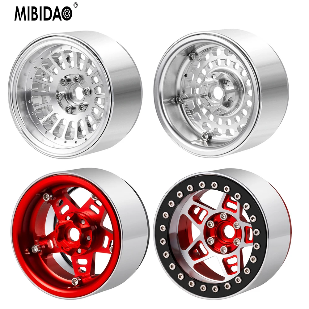 

MIBIDAO Aluminum Alloy 2.2Inch Beadlock Wheel Hub Rims for 1/10 RC Crawler Car Axial SCX10 90046 TRX-4 TRX-6 Upgrade Parts