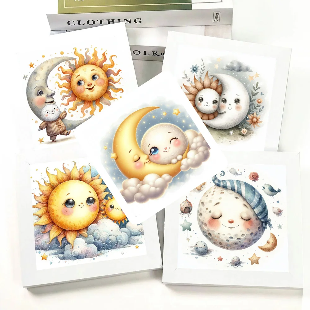 Diamond Painting Watercolor Cartoon Sun And Moon DIY 5D Full Drills Cute Moon Mosaic Kits Embroidery Cross Stitch Home Decor