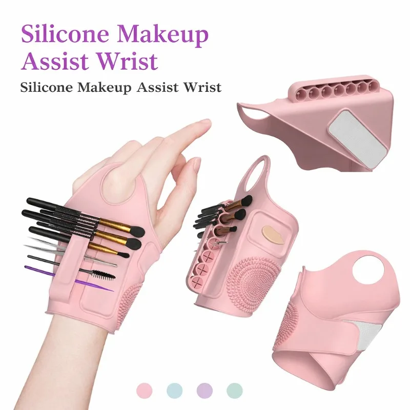 Silicone Makeup Assist Wristband 3 in 1 Cosmetic Organizer Palette Brush Scrubber Portable Makeup Tool Gift for Makeup Artist