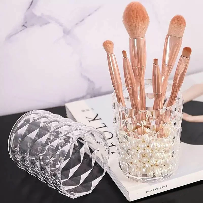 Transparent Cosmetic Brush Holder Cup Pen Holder For Dressing Table Cosmetic Storage Dustproof Makeup Brush Storage Bucket