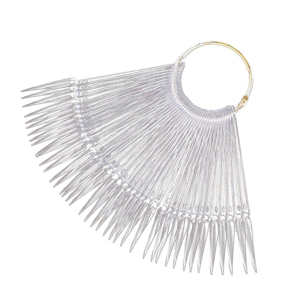 

100pcs Tips Palette Fan Shape Manicure Practice Stick Transparent Portable Smooth Engraving Painting Chart Art Color Board