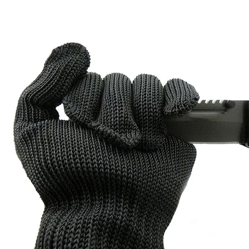 Black Level 5 Anti-Cut Gloves Steel Wire Metal Mesh Safety Protection Gloves Kitchen Butcher Working Gloves Cut Fish Meat Garden