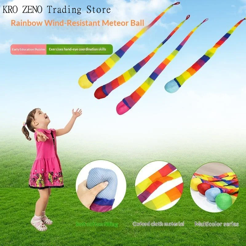Rainbow Comet Ball Soft Tail 65cm Indoor Outdoor Play Ball Throwing Receiving Ball Park Sports Relax Coordination Training Ball✨
