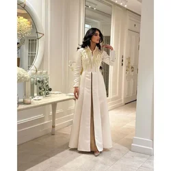 Customized Elegant Long Beads Prom Dresses for Women V-Neck Floor-Length A-Line Special Events Wedding Gala Evening Party Dress