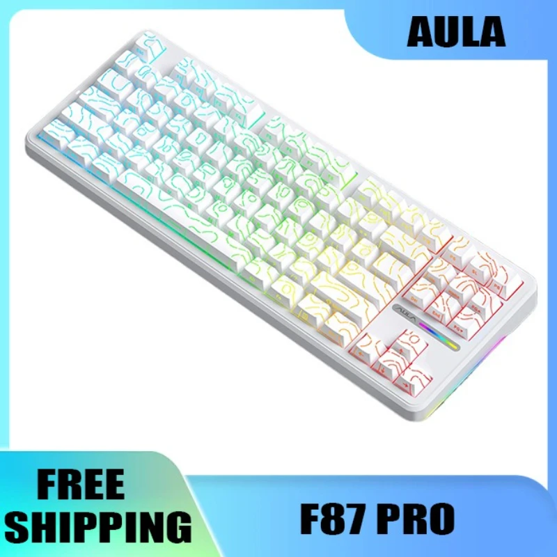 

AULA F87Pro Механическая клавиатура Беспроводная индивидуальная 3-режимная Bluetooth компьютерная игра для киберспорта Специальная клавиатура с гравировкой по бокам Подарок