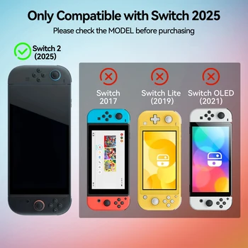GeekShare Clear Case Compatible with Switch 2, Dockable TPU Grip Protective Cover for Switch 2025 Console and JC handles 2