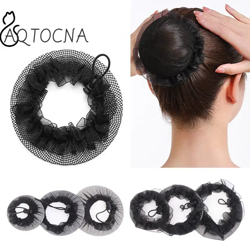 Bun Cover Snood Women Hair Net Ballet Dance Skating Crochet Rhinestone Styling Headwear Accessories