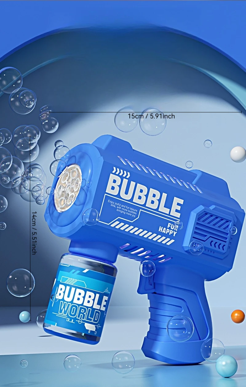 2025 New Square Bubble Machine 10-Hole Space Electric Bubble Machine Internet Celebrity Hot Handheld Bubble Gun Toy